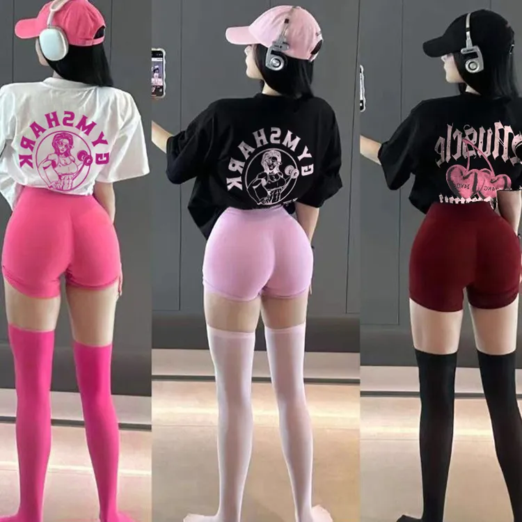 鲨鱼肌肉妈咪260g重磅纯棉宽松撸铁健身女运动上衣高颜值T恤休闲