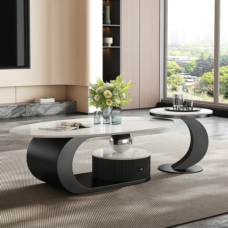 2024新款茶几客厅家用轻奢意式茶桌高级感简约现代岩板小茶台边几