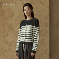 BSIEE/本涩条纹毛织开衫秋冬季新品时尚设计感优雅休闲百搭女