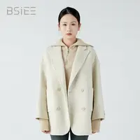 BSIEE本涩西装领短大衣秋冬季新品时纯色双面呢大衣