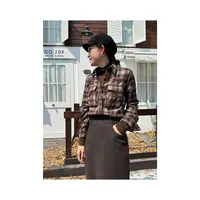 【格纹衬衫】复古时尚百搭格纹磨毛长袖衬衫#341048