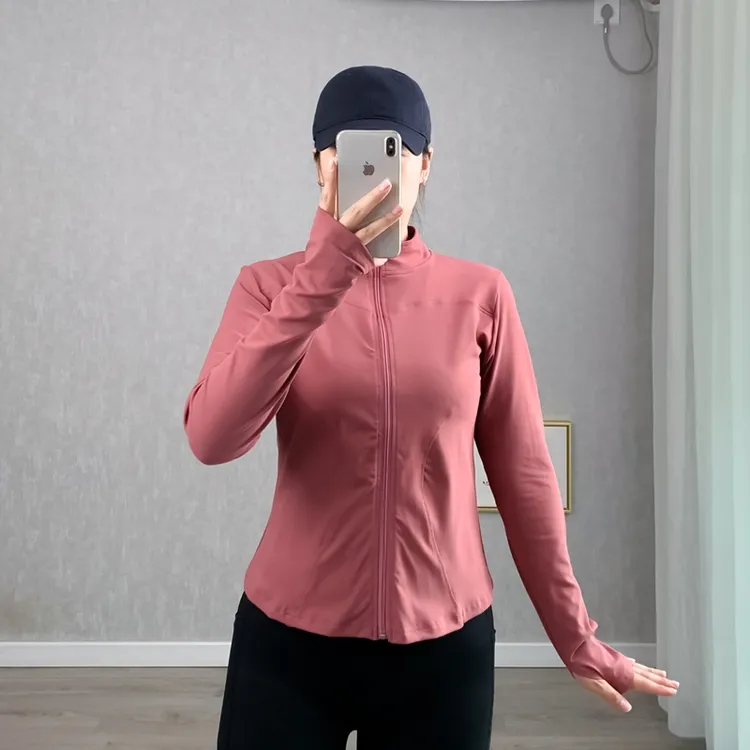 大码200斤显瘦lu家同款短款速干健身运动跑步瑜伽长袖上衣外套