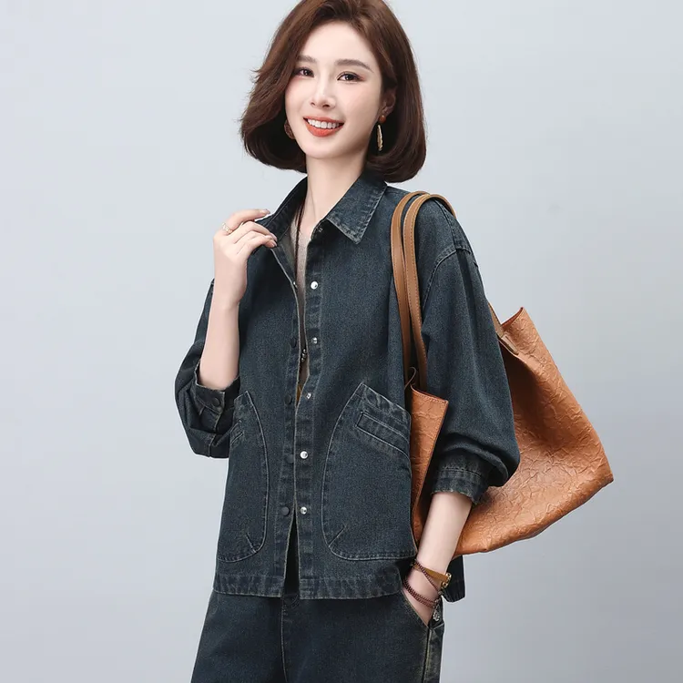 牛仔外套女春秋2025新款小个子妈妈短款洋气上衣休闲薄款衬衫外套