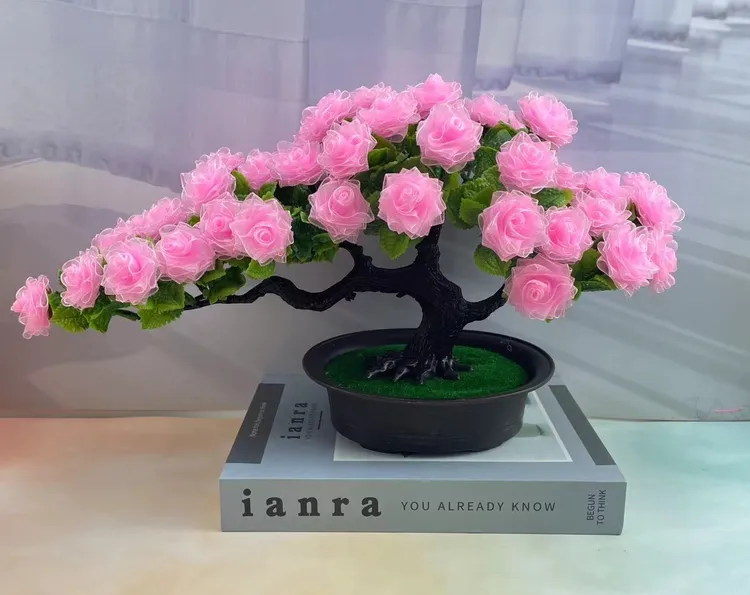 【班班精选】2.5cm雪纱迎客松雪纱玫瑰精品礼品摆件制作材料