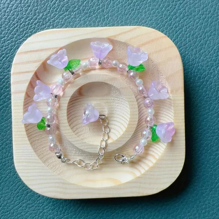铁合金亚克力手链 【班班精选】琉璃铃兰小清新手链手工DIY制作材料