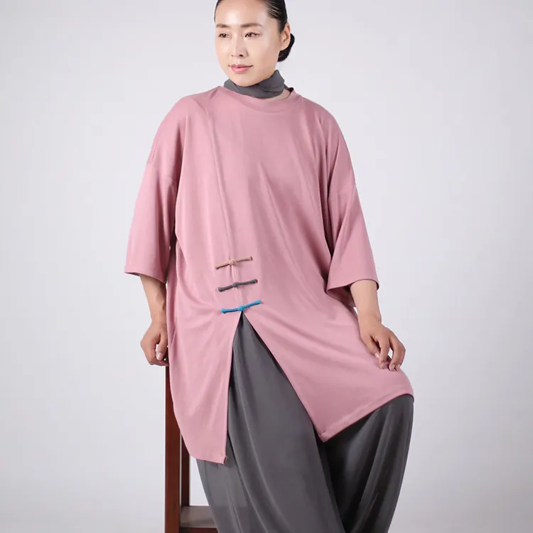 马蕾太极新款夏季太极服休闲晨练短袖大T宽松圆领款加双层纱裤