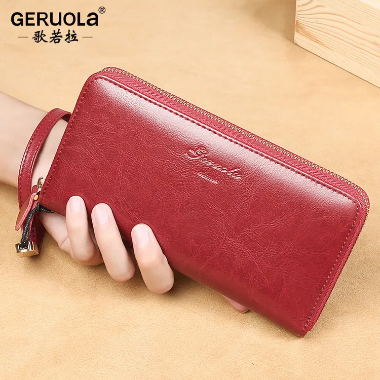 真皮钱包女长款大容量拉链钱夹时尚气质百搭软皮手拿包可放手机包