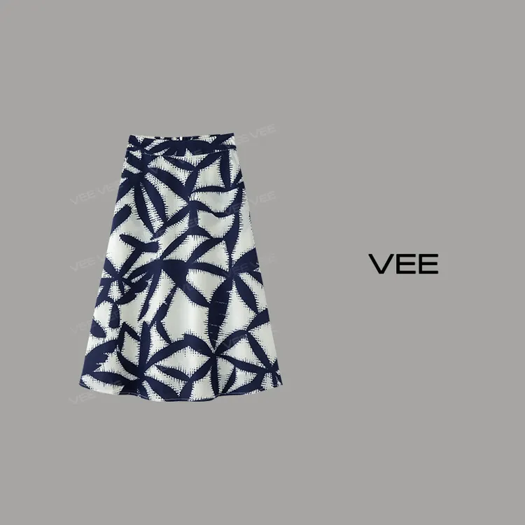 VEE【花园秘境】夏季轻盈印花抗皱显瘦垂感A字伞裙半裙