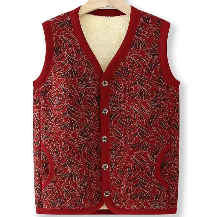 中老年人马甲女奶奶秋冬加绒保暖背心妈妈装坎肩老人太太外穿马夹