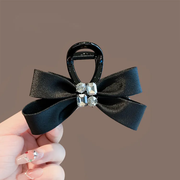 罗太太时尚布艺蝴蝶结抓夹中号气质后脑勺盘发鲨鱼夹马尾夹发饰