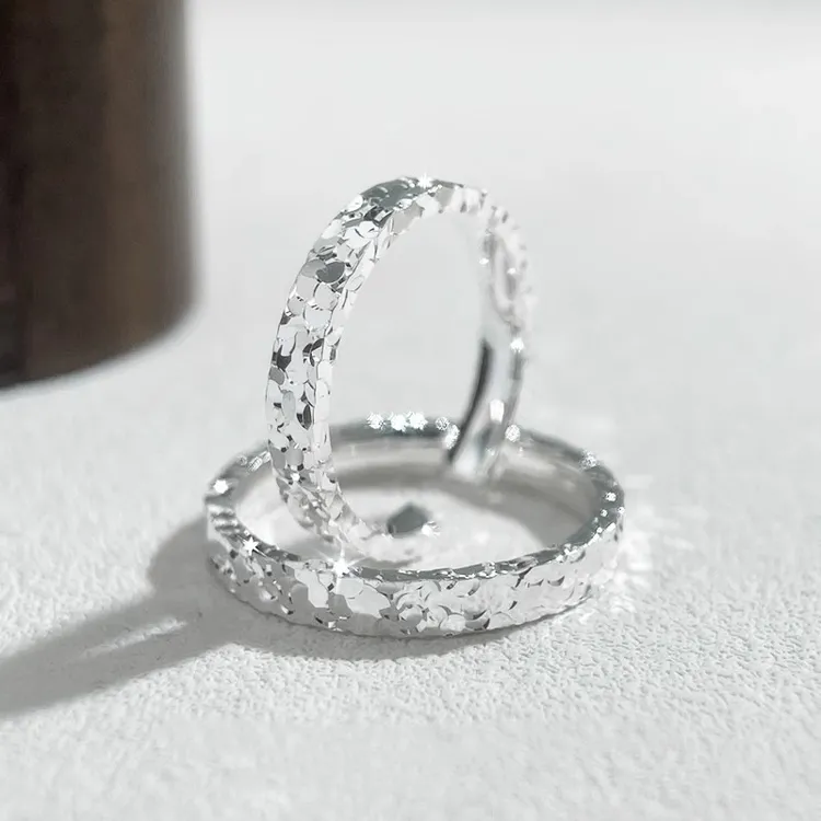 新款碎冰冰银戒指女简约ins小众指环网红爆款食指戒潮