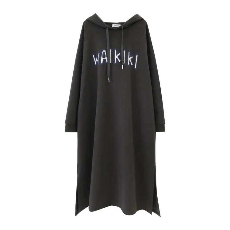 【韩里韩气慵懒卫裙】孕妇春秋款字母印花连帽卫衣宽松显瘦过膝长裙