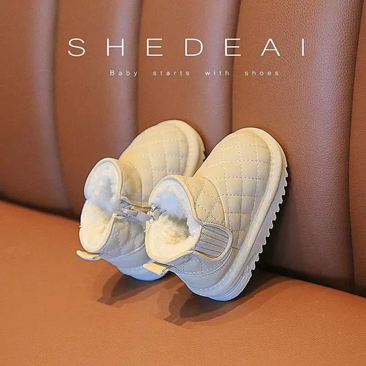 品牌断码宝宝加绒加厚雪地靴男女小童1-3岁棉鞋婴儿软底保暖棉靴