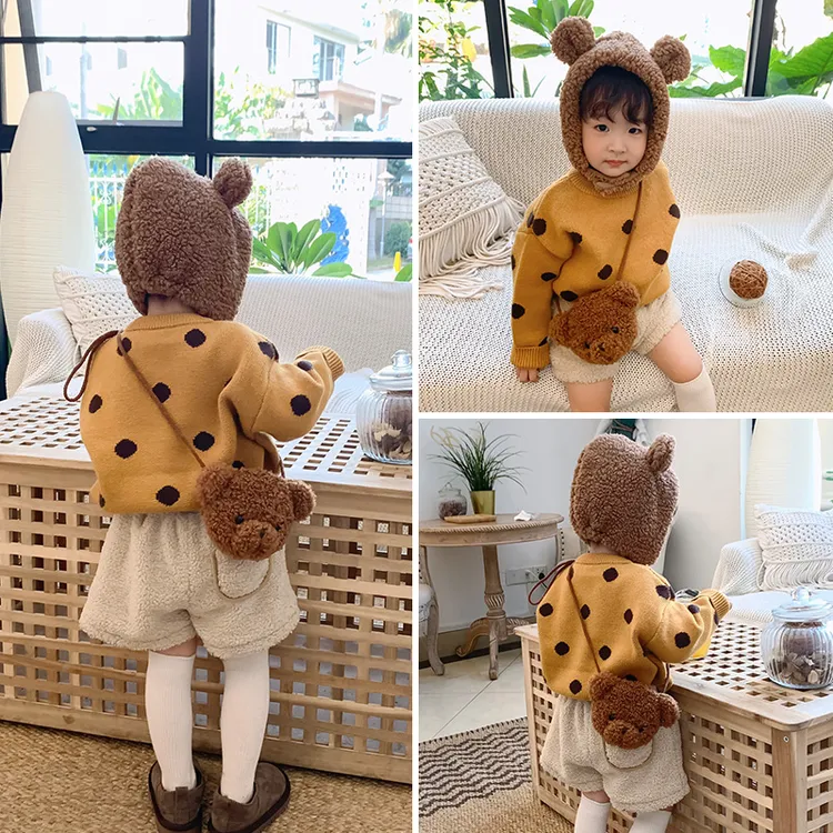 儿童斜挎包包女2024秋季新款可爱玩偶小熊网红卡通公主毛绒单肩包