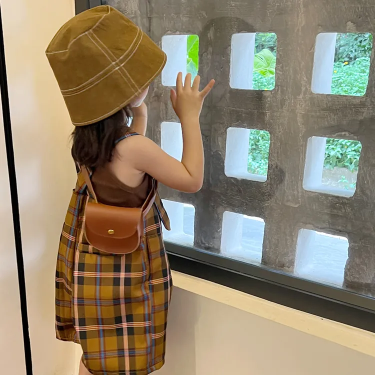 女童包包2022新款时尚复古儿童马鞍包腰包小女孩宝宝网红小挎包