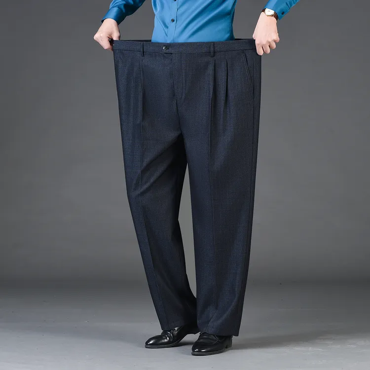 大码男装西裤高腰宽松男裤免烫中老年长裤子男士西装休闲裤西服裤