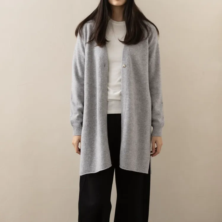既是/JISHI气质女装秋冬【毛衣开衫外套】灰色小众侧开叉针织yms008