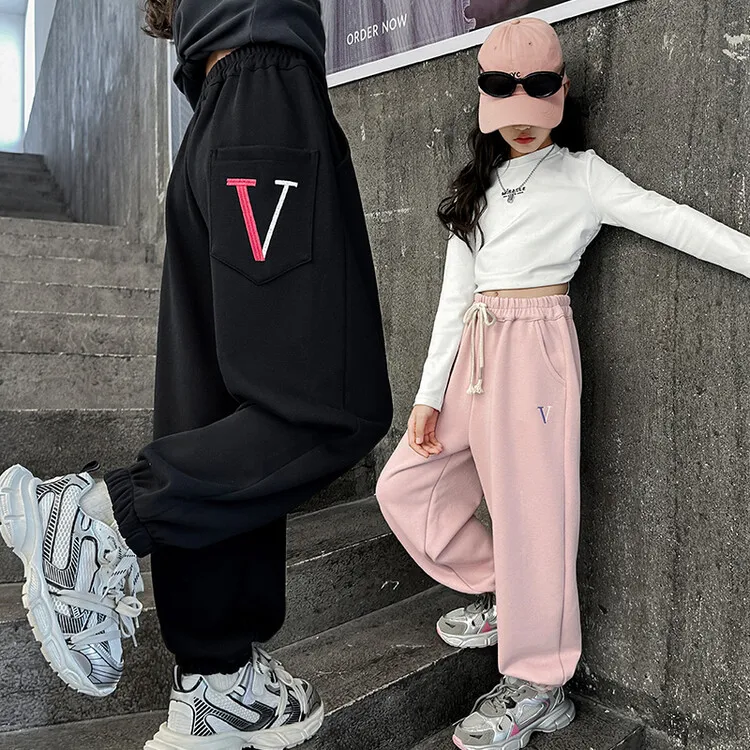 女童裤子春秋2024新款儿童秋季外穿休闲束脚裤中大童秋装运动卫裤