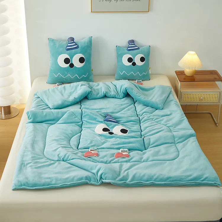 牛奶绒抱枕被子两用二合一加厚办公室午睡毯子枕头折叠车载靠垫被