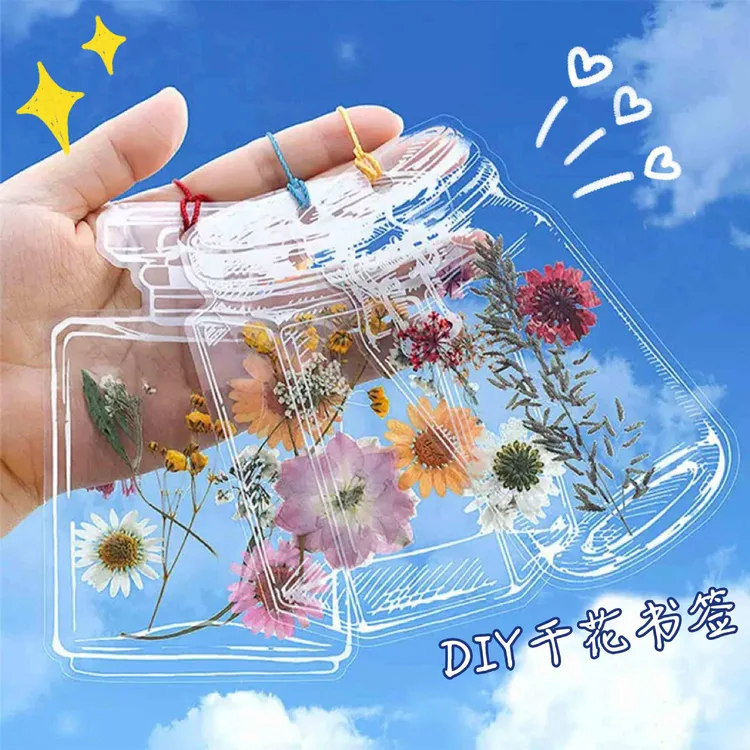 荞芬DIY干花书签手工收集PET瓶子透明树叶书签学生创意手工制作书