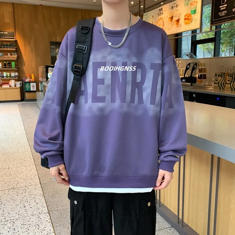 2025秋冬港风新款时尚圆领上衣青少年宽松长袖潮流帅气大童卫衣