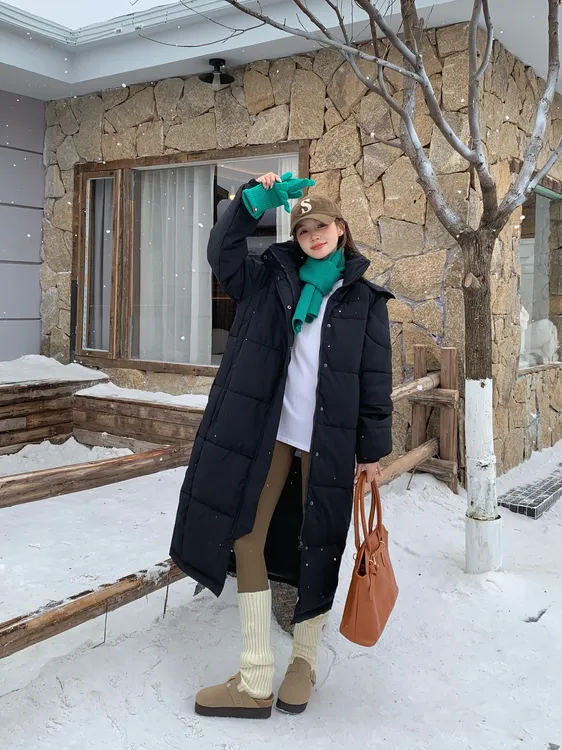 2024年冬季新款黑色中戏同款棉服超长款过膝加厚大码情侣艺考外套