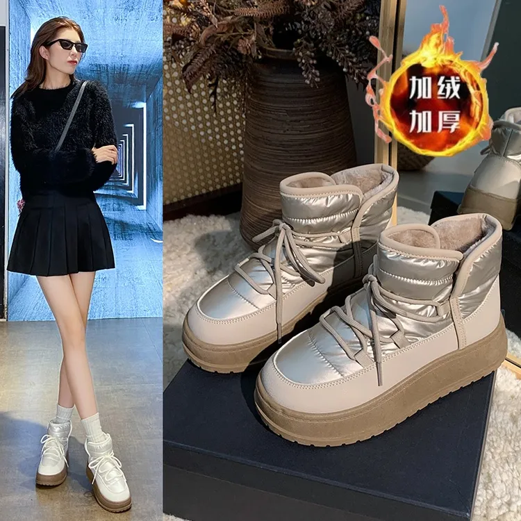 雪地靴女款2024冬季新款加绒厚底防水防滑保暖面包棉鞋加厚短靴子