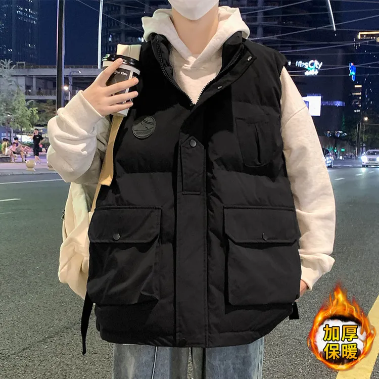 玛斯柏棉马甲男士秋冬季款潮牌立领坎肩背心加厚保暖无袖工装外套