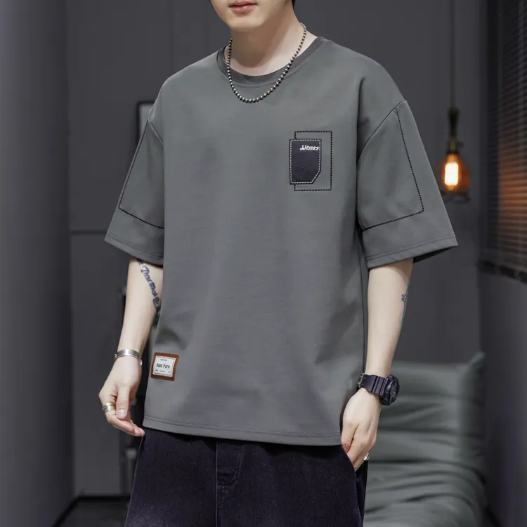 玛斯柏短袖T恤男士夏季冰丝薄款宽松半袖翻领体恤速干透气上衣服