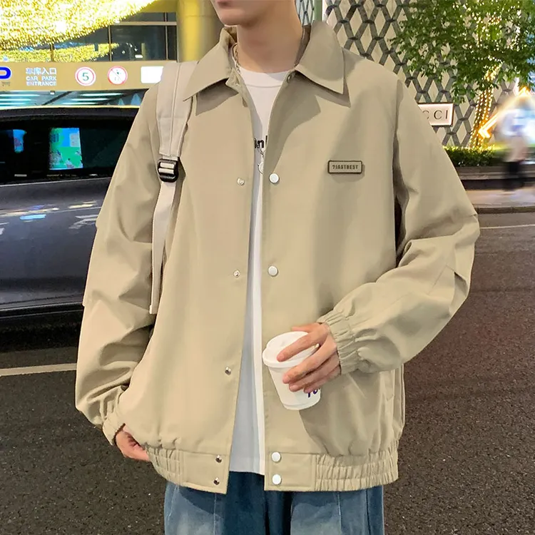 玛斯柏夹克外套男士春秋季2025新款潮牌宽松翻领纯色简约休闲衣服