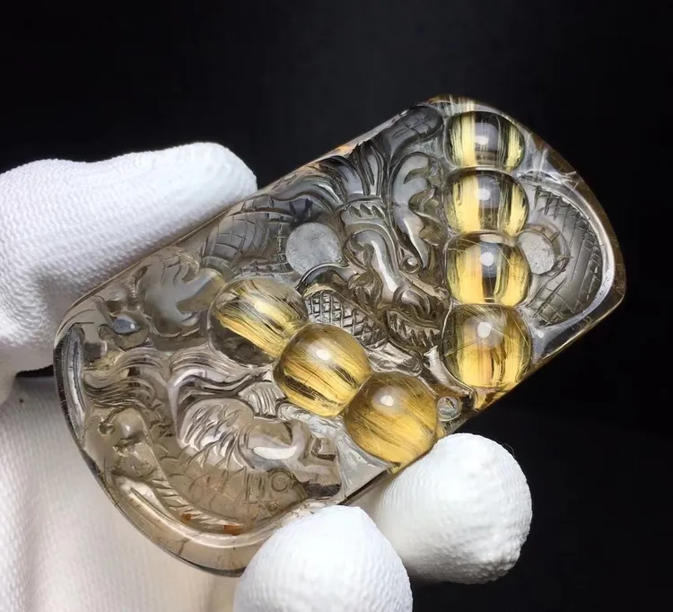 天然钛晶龙吊坠晶体通透做工精细