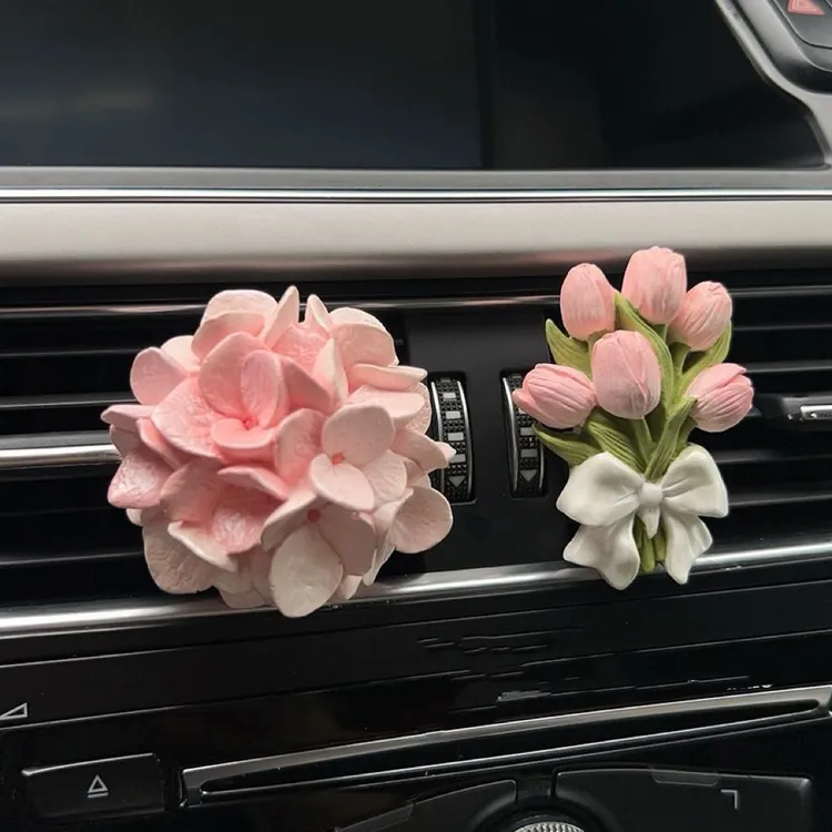 香水香薰车内花车载空调出装饰花朵扩香石女神香氛E937车载香薰