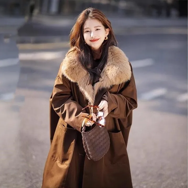 2025冬天新款加绒加厚外套可拆卸派克服皮草外套韩版大毛领抗寒