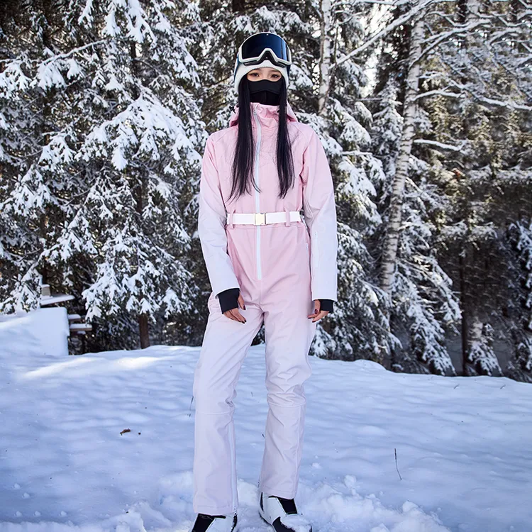 新款冬季连体滑雪服套装防风保暖加厚渐变雪服防水软壳女款滑雪衣