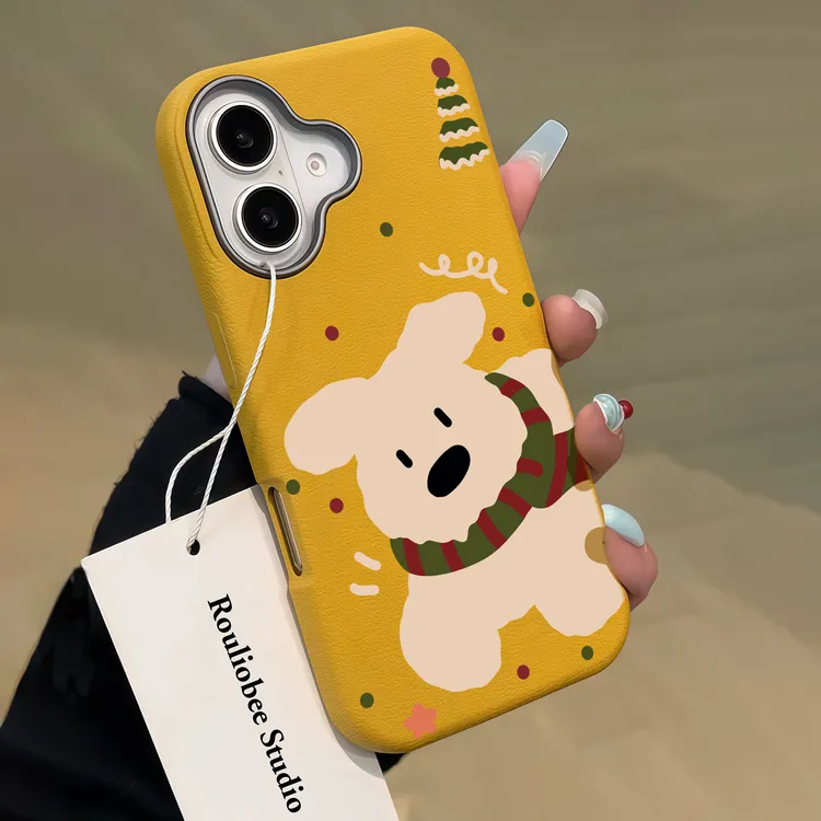 欧克里里欧克里里围巾白狗狗适用苹果16手机壳iphone15/14金属框1