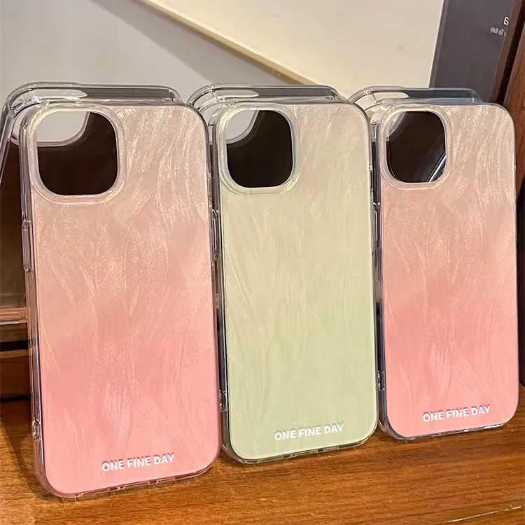 ins高级羽纱渐变适用苹果15/14promax手机壳iPhone13新款12女潮11