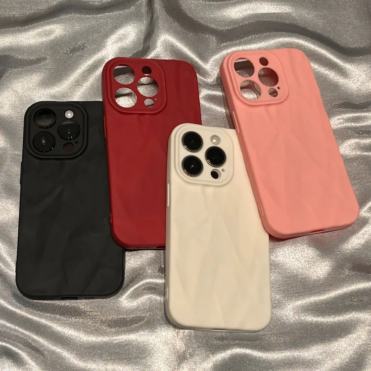 高级简约褶皱iPhone15/14promax手机壳苹果13/12/11小众软套xr女