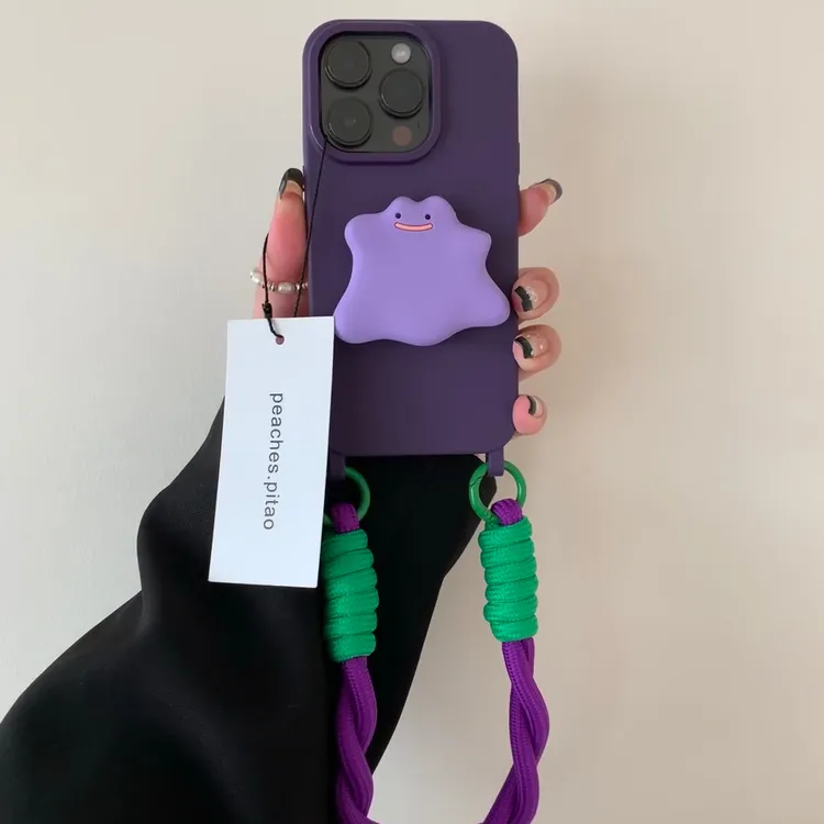 欧克里里紫色怪兽斜挎挂绳iPhone15苹果13/14promax手机壳11/12软