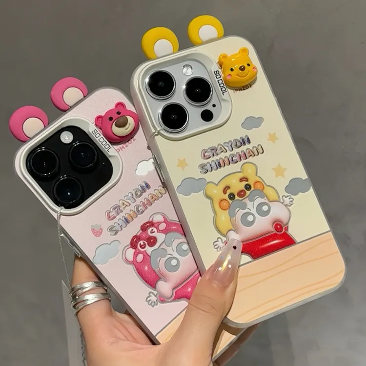欧克里里情侣立体耳朵草莓熊适用iphone15手机壳vivo华为oppo小米