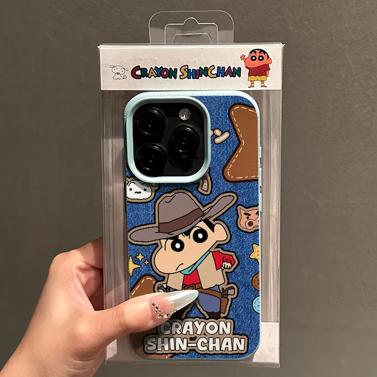 欧克里里西部牛仔小新适用iphone15/16手机壳苹果14/13荔枝纹12/1