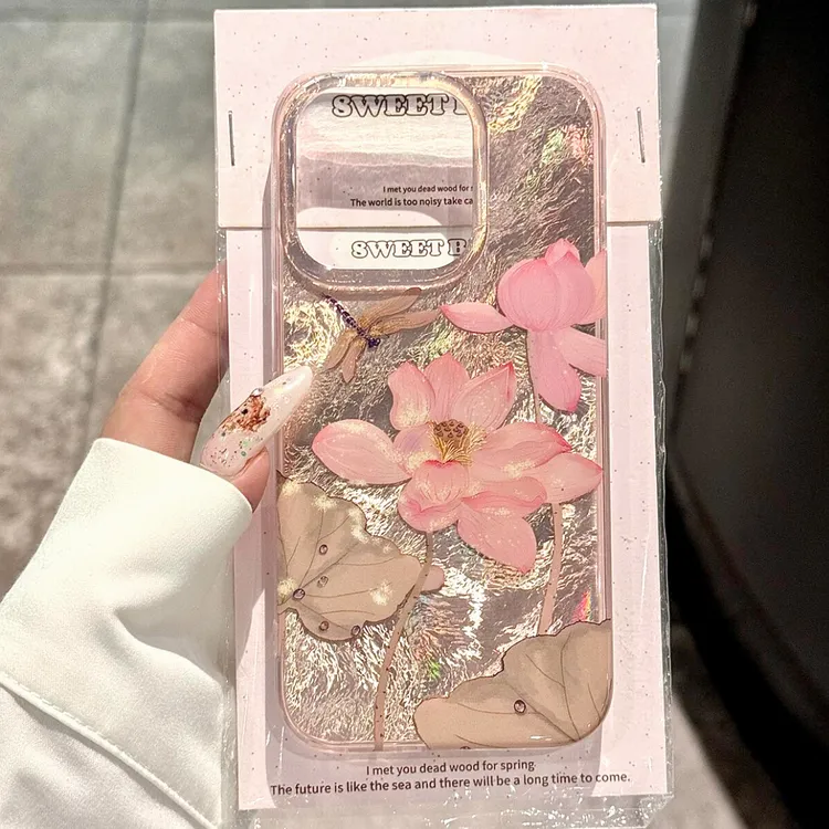 欧克里里粉色莲花光油适用苹果16promax漩涡壳vivo华为oppo小米