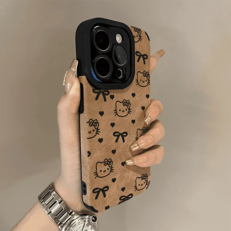 欧克里里蝴蝶结小凯蒂适用苹果16手机壳iphone15/14磨砂毛皮13/12