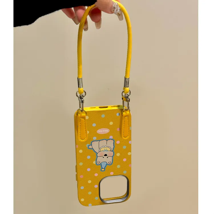 欧克里里奶黄西高地适用苹果16手机壳iPhone15金属框14手绳13/12