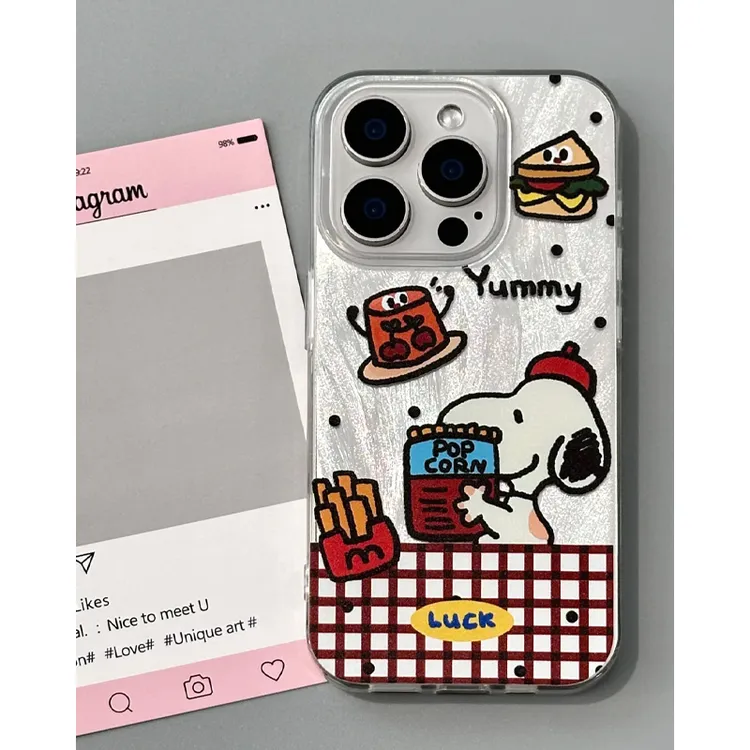 欧克里里史努比美食派对适用苹果16手机壳iPhone15羽纱壳13/12/14