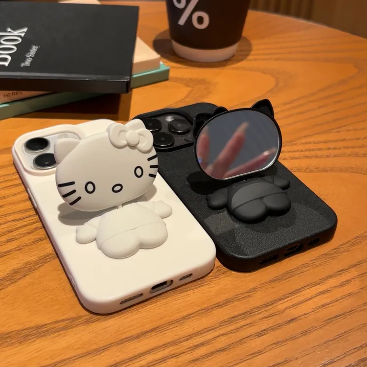 欧克里里360°旋转KT支架适用iphone15荔枝纹苹果14手机壳13/12/11