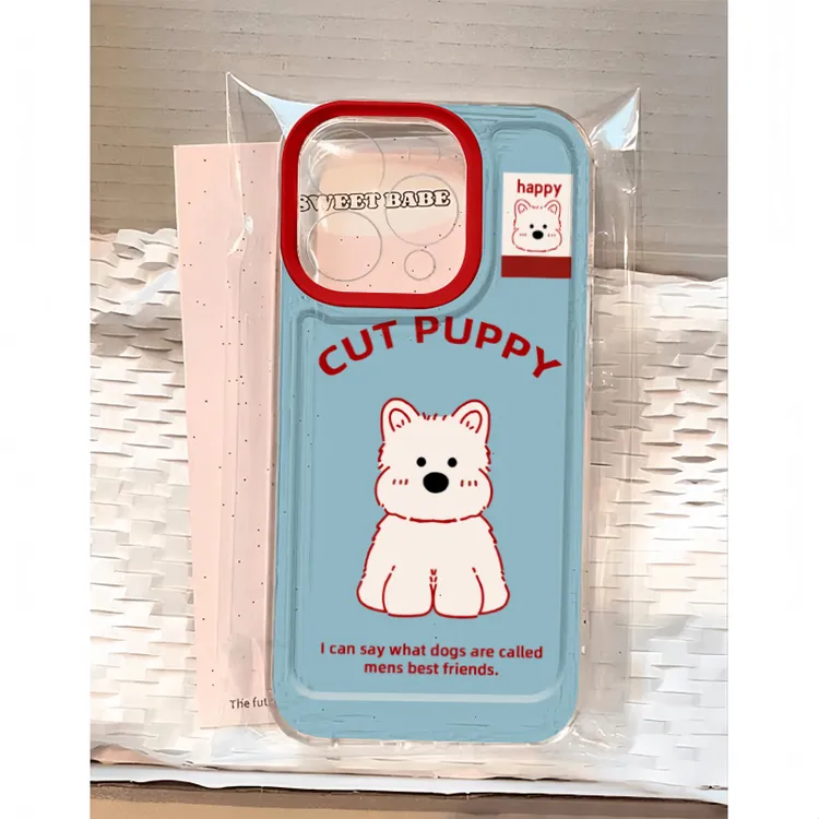 欧克里里蓝底修狗适用太空iphone15可爱手机壳华为vivo小米oppo套