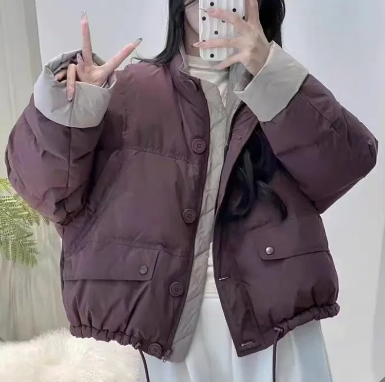 zz014冬季时尚简约气质短款棉服百搭加厚保暖休闲