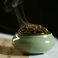 陶瓷冰裂炉（颜色随机发） 口径6..5公分盘香薰炉 打篆薰炉达氏香事