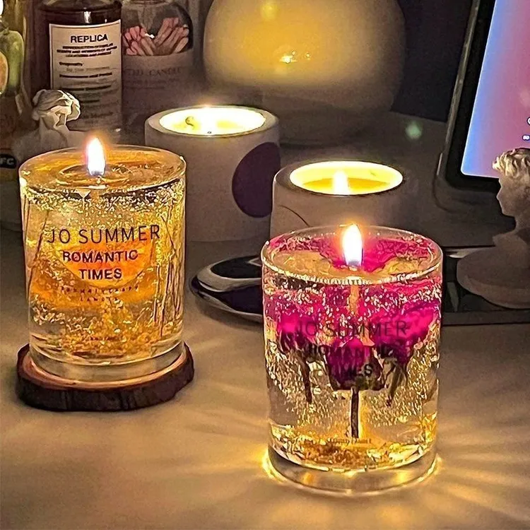 老师力荐4131心悦成真梦想感恩干花蜡烛持久精油金箔果冻冥想蜡烛