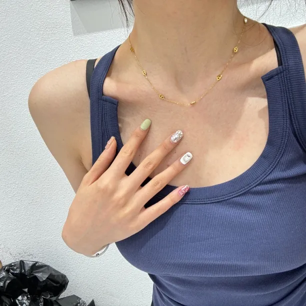 钛钢项链 洗澡不用取！18K电镀保色 可调节小工字猪鼻子项链